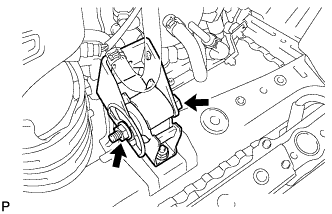 Вверните болт для крепления переднего кронштейна передней опоры двигателя 1AZ-FE