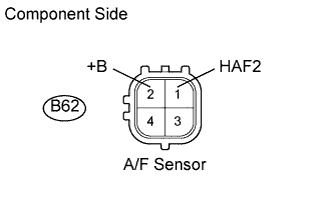 Inspect air fuel ratio sensor (heater resistance). DTC P2237, DTC P22378, DTC P2239, DTC P2252, DTC P2253