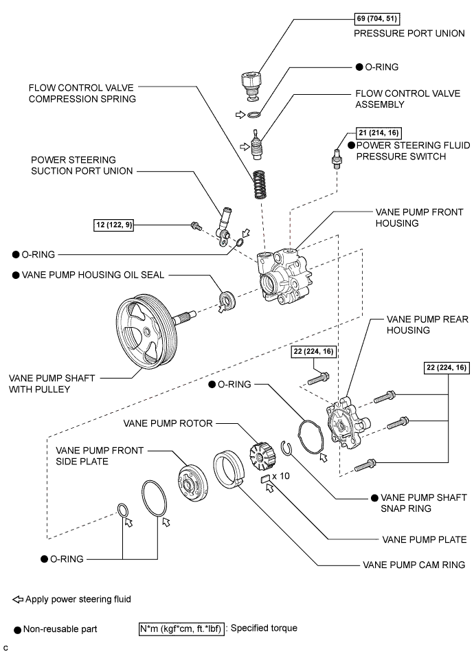 Camry. Acv40 Gsv40.Power Steering.Power Steering System.Vane Pump (For 2Gr-Fe)  Components