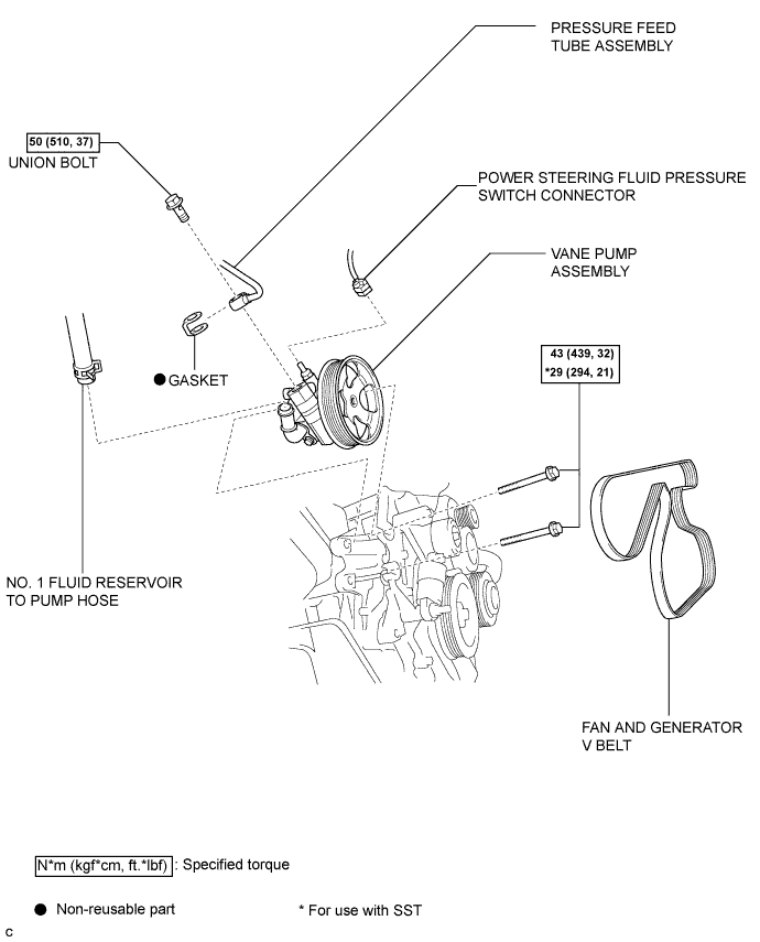 Camry. Acv40 Gsv40.Power Steering.Power Steering System.Vane Pump (For 2Az-Fe)  Components