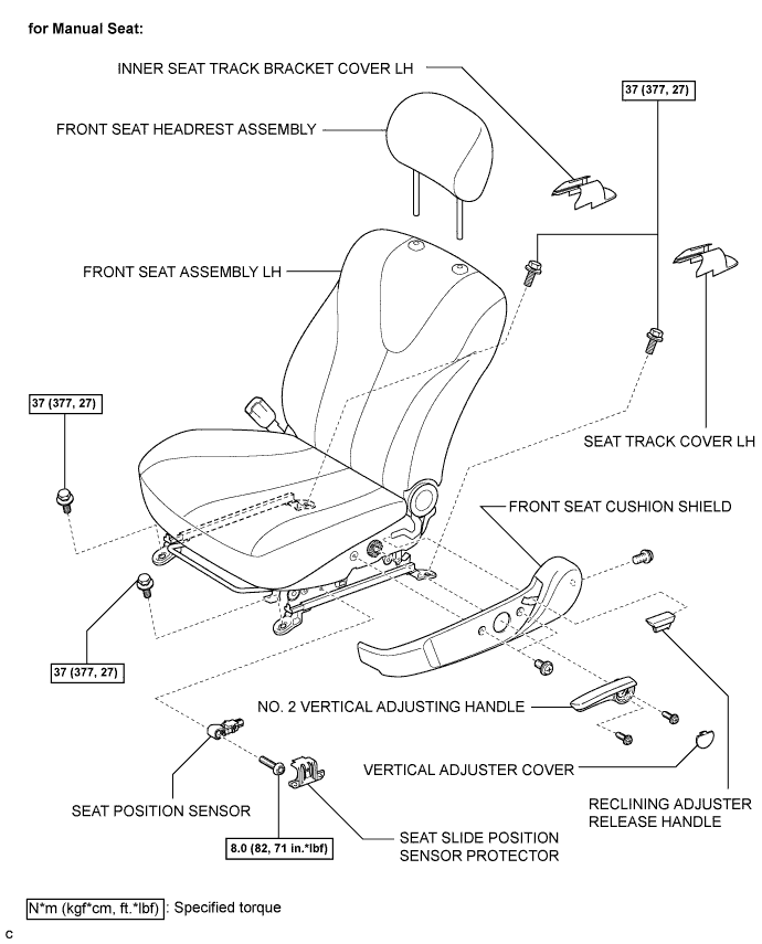 Camry. Acv40 Gsv40.Supplemental Restraint System.Airbag System.Seat Position Sensor  Components