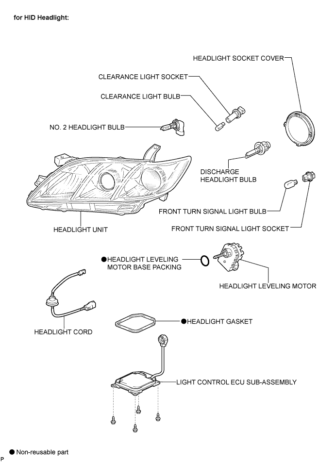 Camry. Acv40 Gsv40.Lighting.Lighting System.Headlight Assembly  Components