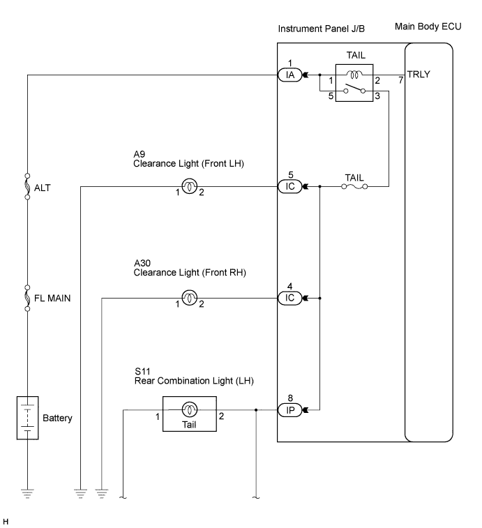 Camry. Acv40 Gsv40.Lighting.Lighting System.Lighting System  Taillight Relay Circuit
