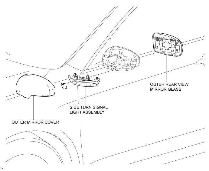 Camry. Acv40 Gsv40.Lighting.Lighting System.Side Turn Signal Light Assembly  Components