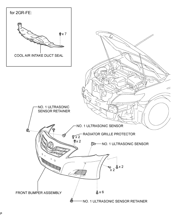 Camry. Acv40 Gsv40.Park Assist Monitoring.Toyota Parking Assist-Sensor System.Ultrasonic Sensor (For Front Side)  Components