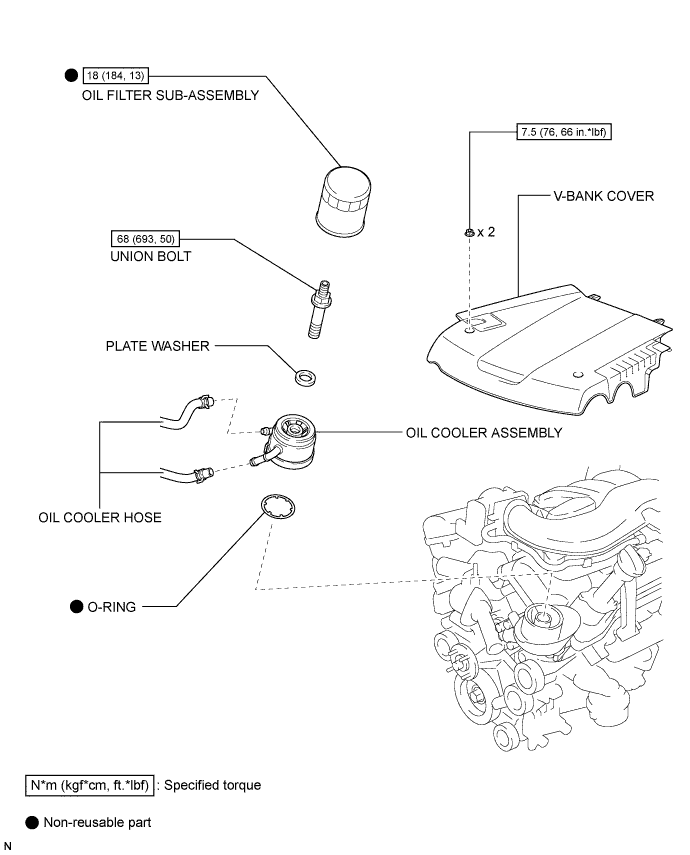 Hilux. Tgn26, 36 Kun25, 26, 35, 36 Ggn25.1Gr-Fe Lubrication.Lubrication System.Engine Oil Cooler  Components