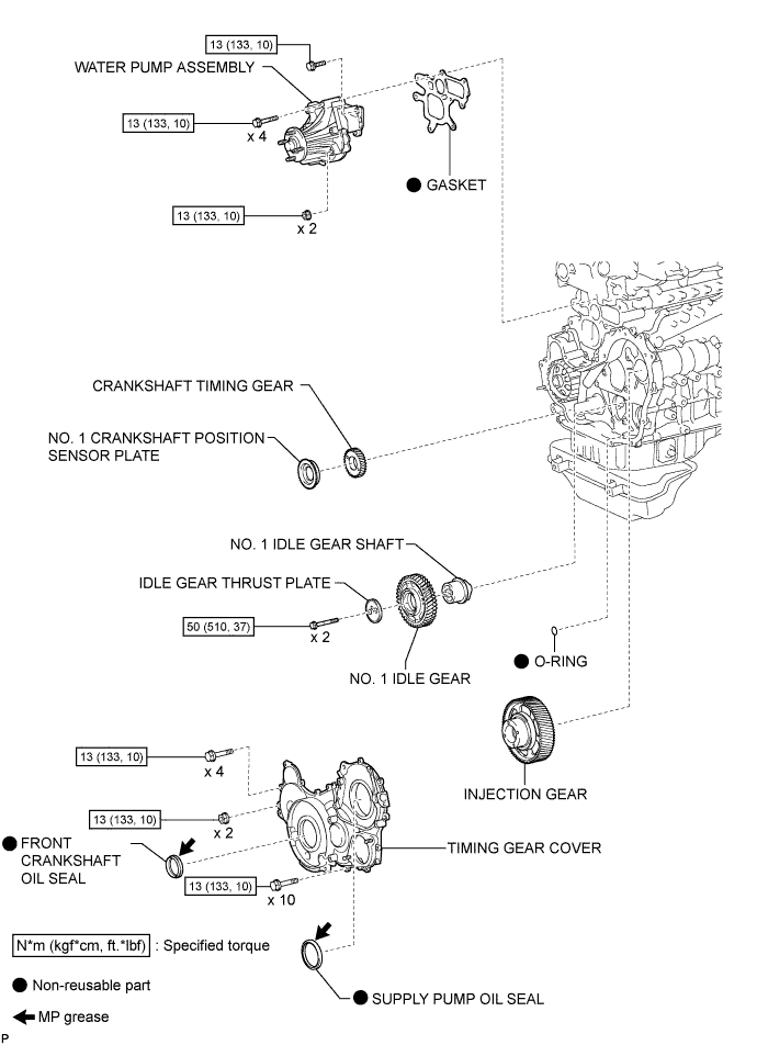Hilux. Tgn26, 36 Kun25, 26, 35, 36 Ggn25.1Kd-Ftv Lubrication.Lubrication System.Oil Pump (W/O Glow Plug Controller) Components