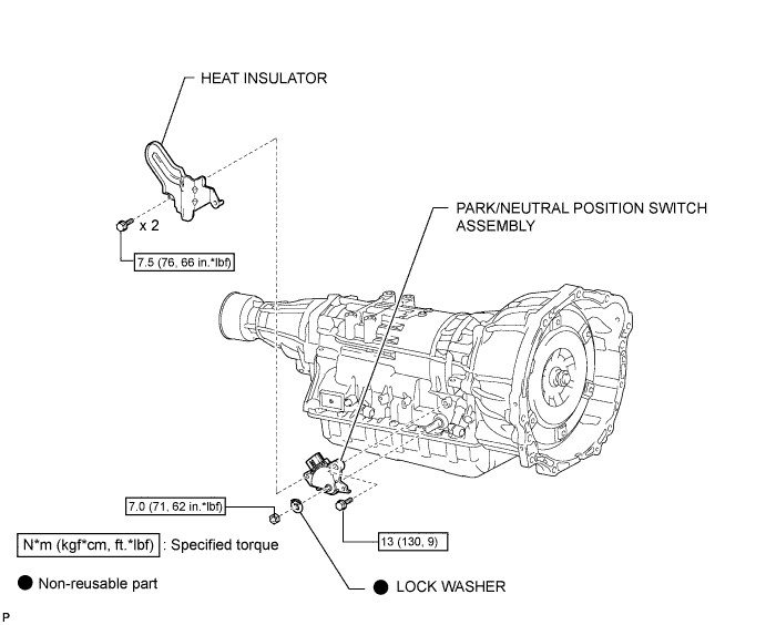 Hilux. Tgn26, 36 Kun25, 26, 35, 36 Ggn25.A343E Automatic Transmission Transaxle.Automatic Transmission System (For 2Tr-Fe).Park / Neutral Position Switch  Components