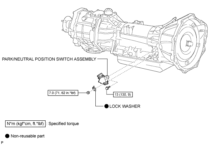Hilux. Tgn26, 36 Kun25, 26, 35, 36 Ggn25.A340F Automatic Transmission Transaxle.Automatic Transmission System.Park / Neutral Position Switch  Components