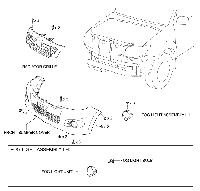 Hilux. Tgn26, 36 Kun25, 26, 35, 36 Ggn25.Lighting (Ext).Lighting System.Fog Light Assembly  Components