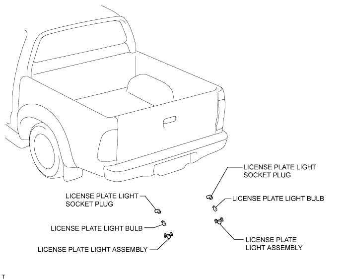 Hilux. Tgn26, 36 Kun25, 26, 35, 36 Ggn25.Lighting (Ext).Lighting System.License Plate Light Assembly  Components