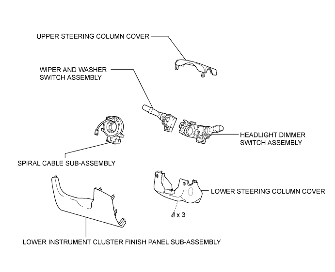 Hilux. Tgn26, 36 Kun25, 26, 35, 36 Ggn25.Lighting (Ext).Lighting System.Headlight Dimmer Switch  Components