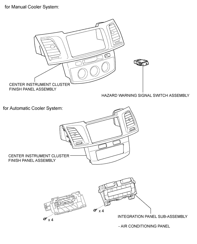 Hilux. Tgn26, 36 Kun25, 26, 35, 36 Ggn25.Lighting (Ext).Lighting System.Hazard Warning Switch  Components