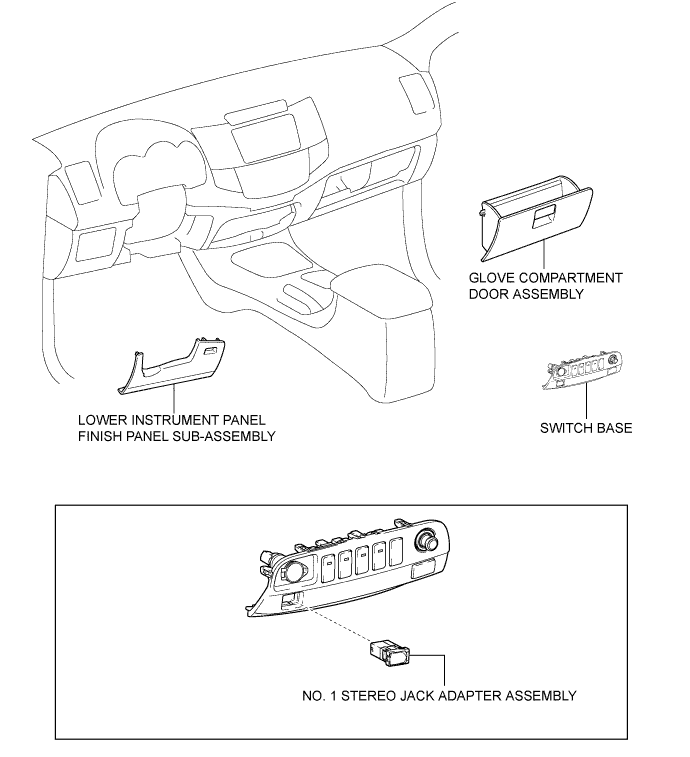 Hilux. Tgn26, 36 Kun25, 26, 35, 36 Ggn25.Audio Video.Audio And Visual System (For Radio Receiver Type).Stereo Jack Adapter Assembly  Components