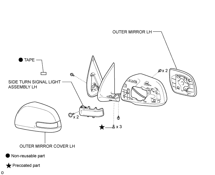 Hilux. Tgn26, 36 Kun25, 26, 35, 36 Ggn25.Lighting (Ext).Lighting System.Side Turn Signal Light Assembly (For Outer Rear View Mirror) Components