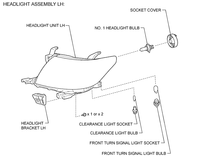 Hilux. Tgn26, 36 Kun25, 26, 35, 36 Ggn25.Lighting (Ext).Lighting System.Headlight Assembly  Components