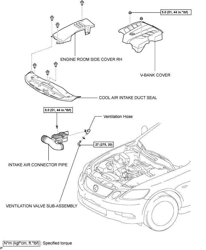 Lexus Gs430, Gs300. Uzs190 Grs190.3Uz-Fe Emission Control.Emission Control System.Ventilation Valve  Components