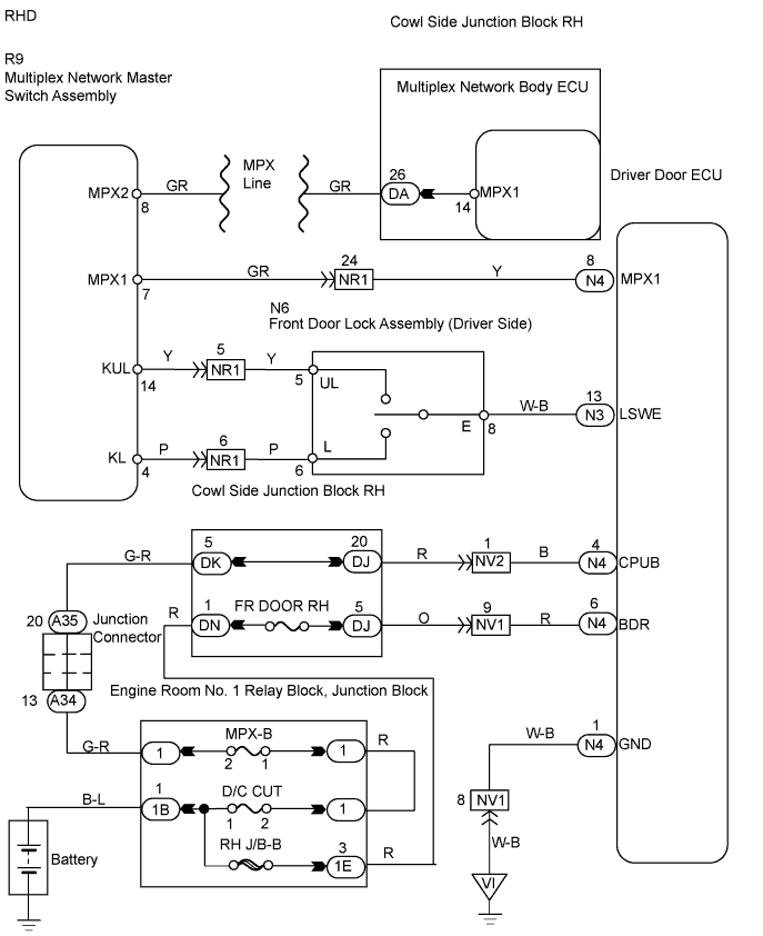 Lexus Gs430, Gs300. Uzs190 Grs190.Door Lock.Power Door Lock Control System.Power Door Lock Control System  All Doors Lock / Unlock Functions Do Not Operate Via Master Switch, Driver Side Door Key Cylinder
