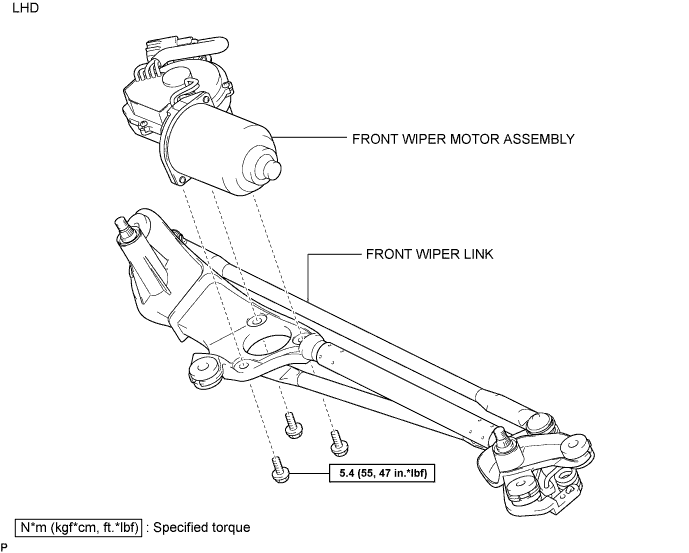 Lexus Gs430, Gs300. Uzs190 Grs190.Wiper And Washer.Wiper And Washer System.Front Wiper Motor  Components