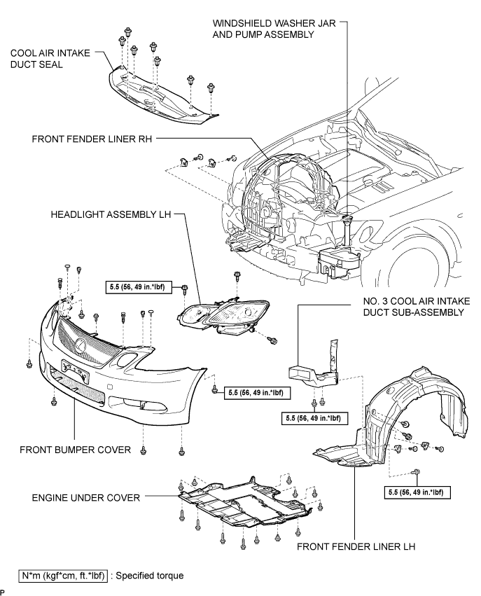 Lexus Gs430, Gs300. Uzs190 Grs190.Wiper And Washer.Wiper And Washer System.Front Washer Motor  Components