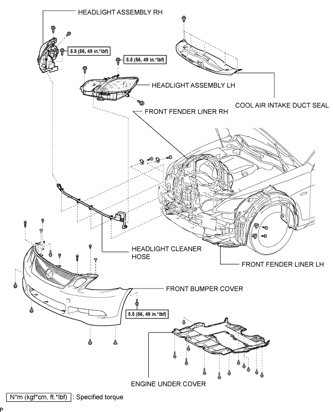 Lexus Gs430, Gs300. Uzs190 Grs190.Wiper And Washer.Wiper And Washer System.Headlight Washer Actuator  Components