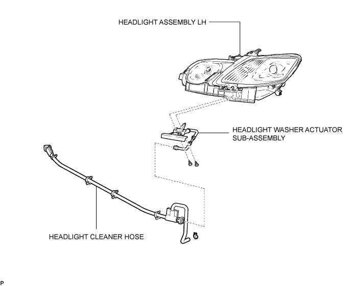 Lexus Gs430, Gs300. Uzs190 Grs190.Wiper And Washer.Wiper And Washer System.Headlight Washer Actuator  Components