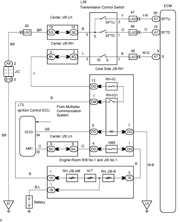 Lexus Gs430, Gs300. Uzs190 Grs190.A761E Automatic Transmission.Electronic Controlled Automatic Transmission System.Electronic Controlled Automatic Transmission System  Transmission Control Switch Circuit