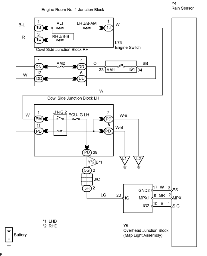 Lexus Gs430, Gs300. Uzs190 Grs190.Wiper And Washer.Wiper And Washer System.Wiper And Washer System Rain Sensor Circuit