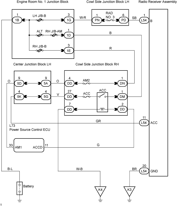 Lexus Gs430, Gs300. Uzs190 Grs190.Audio Visual.Audio And Visual System.Audio And Visual System  Radio Receiver Power Source Circuit