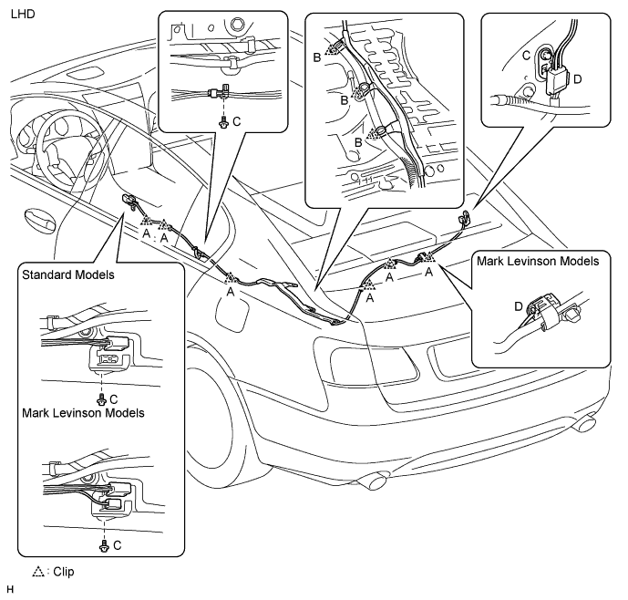 Lexus Gs430, Gs300. Uzs190 Grs190.Audio Visual.Audio And Visual System.Radio Antenna Cord Installation