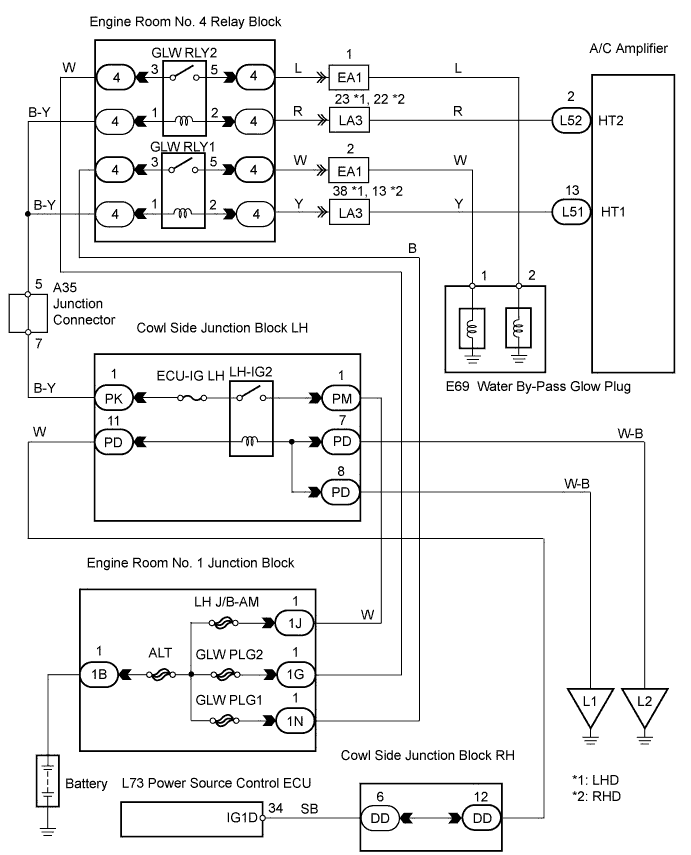 Lexus Gs430, Gs300. Uzs190 Grs190.Air Conditioning.Air Conditioning System.Air Conditioning System  Ptc Heater Circuit