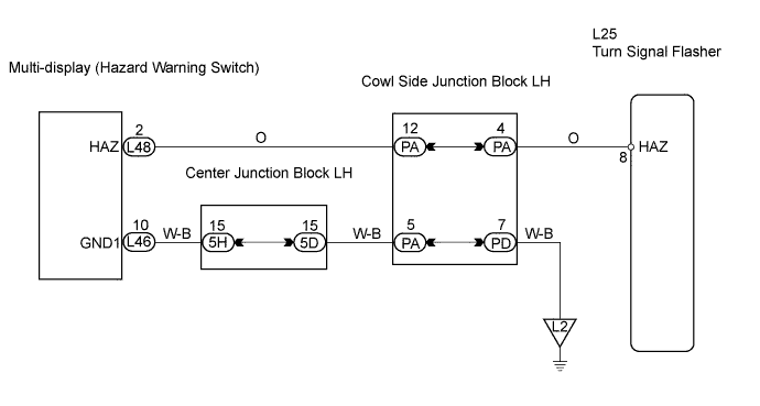 Lexus Gs430, Gs300. Uzs190 Grs190.Lighting.Lighting System.Lighting System  Hazard Warning Switch Circuit