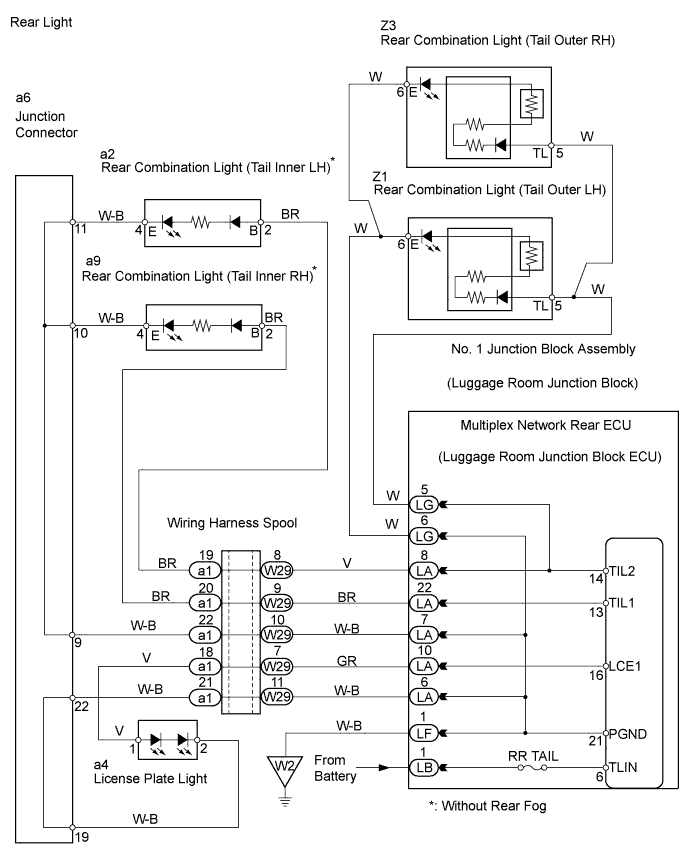 Lexus Gs430, Gs300. Uzs190 Grs190.Lighting.Lighting System.Lighting System  Taillight Circuit