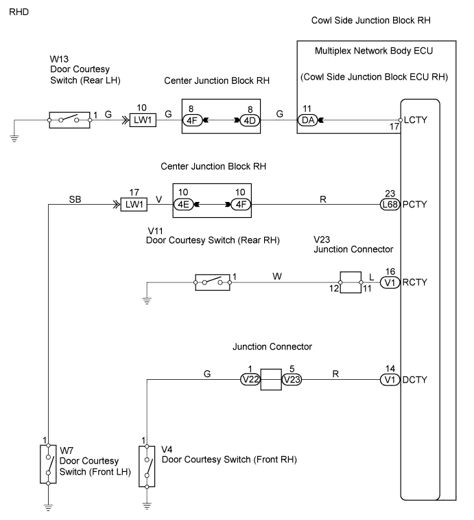 Lexus Gs430, Gs300. Uzs190 Grs190.Lighting.Lighting System.Lighting System  Door Courtesy Switch Circuit