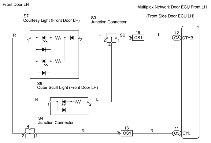 Lexus Gs430, Gs300. Uzs190 Grs190.Lighting.Lighting System.Lighting System  Door Courtesy Light Circuit