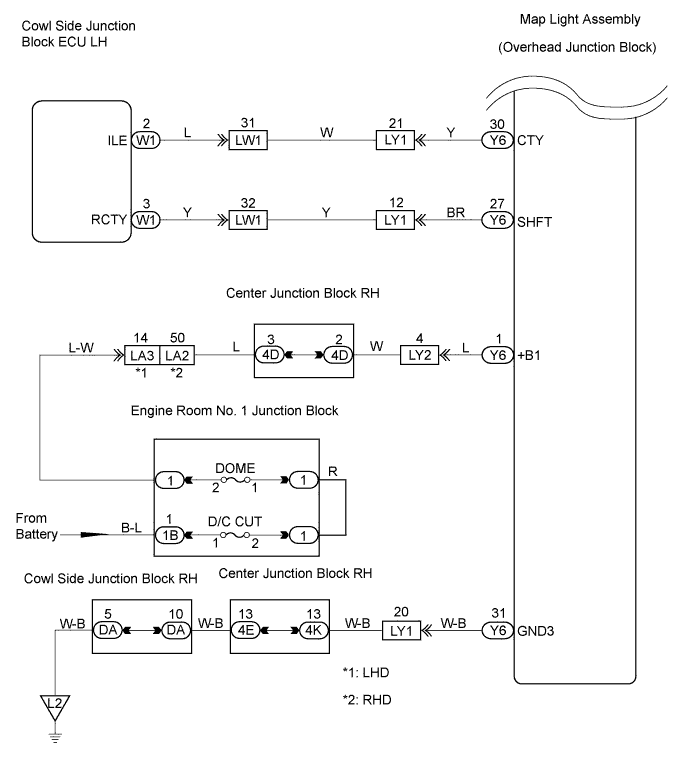 Lexus Gs430, Gs300. Uzs190 Grs190.Lighting.Lighting System.Lighting System  Room Light Circuit