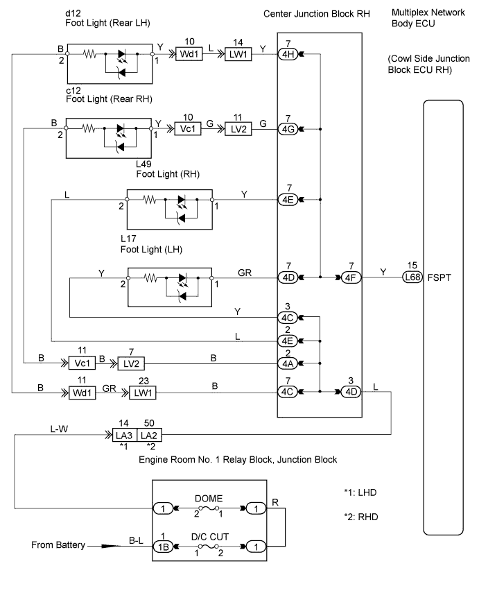 Lexus Gs430, Gs300. Uzs190 Grs190.Lighting.Lighting System.Lighting System  Step Illumination Circuit