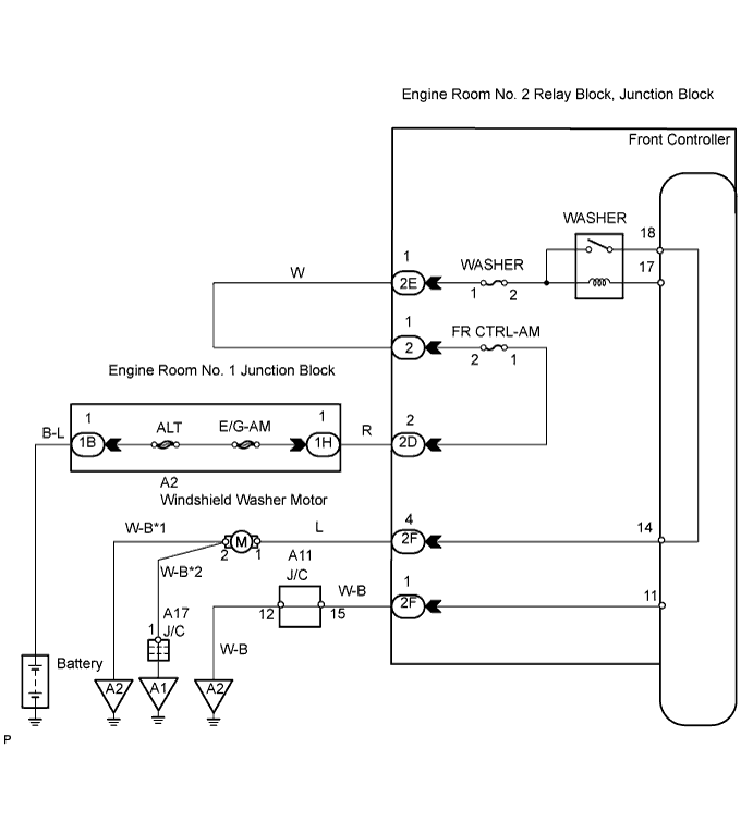 Lexus Gs430, Gs300. Uzs190 Grs190.Wiper And Washer.Wiper And Washer System.Wiper And Washer System  Washer Motor Circuit