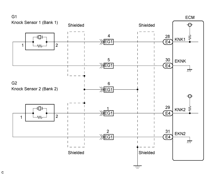 Codigo de problema de diagnostico P0327 P0328 P0332 P0333 Motor 4GR-FSE.  Diagrama de cableado