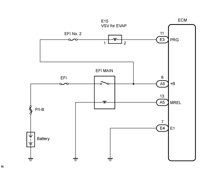 Codigo de problema de diagnostico P0443 Motor 4GR-FSE.  Diagrama de cableado