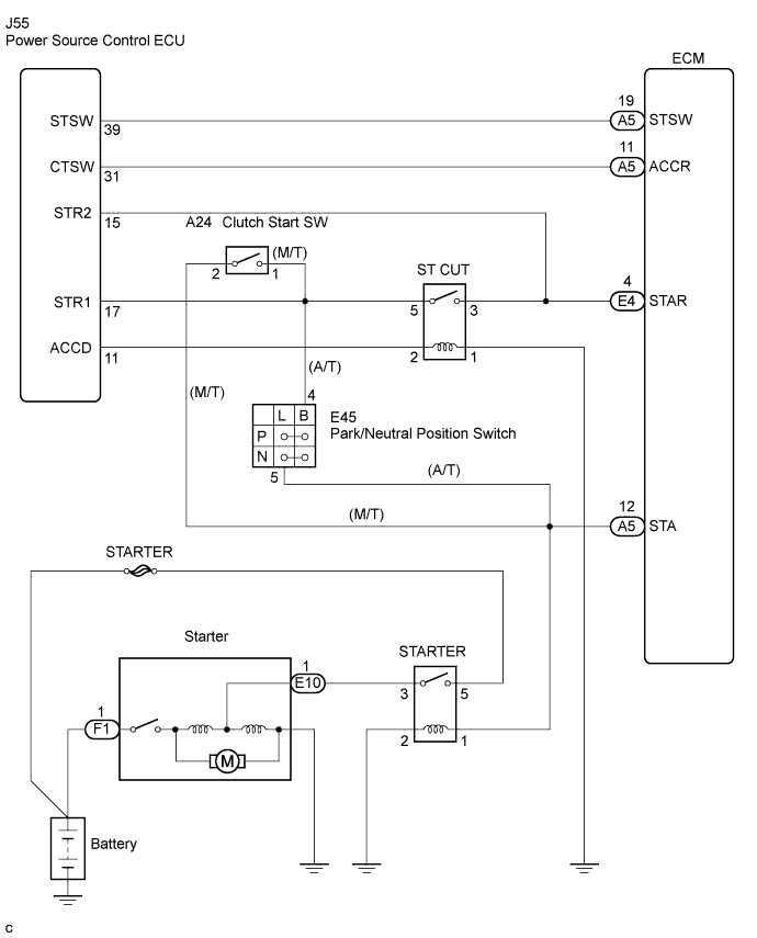 Codigo de problema de diagnostico P0617 Motor 4GR-FSE.  Diagrama de cableado