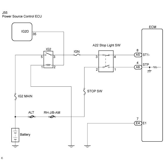 Diagnostic trouble code P0504 P0724 4GR-FSE Engine Wiring diagram