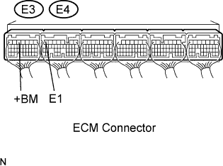 Codigo de problema de diagnostico P2118 Motor 4GR-FSE.  Mida el voltaje de los conectores E3 y E4 del ECM.