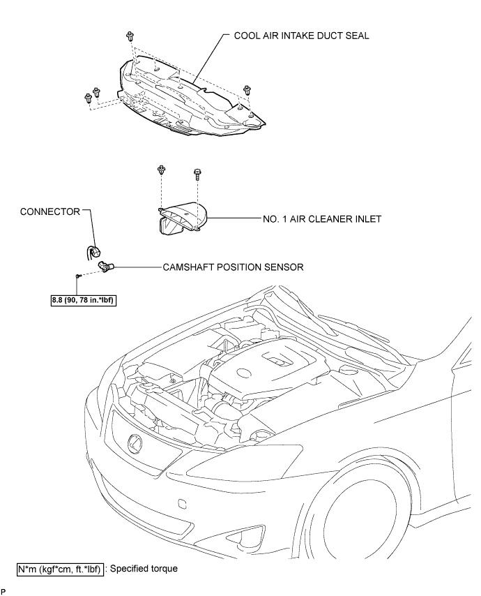 Lexus Is250, Is220D. Gse20 Ale20.2Ad-Fhv Engine Control System.Ecd System.Camshaft Position Sensor  Components