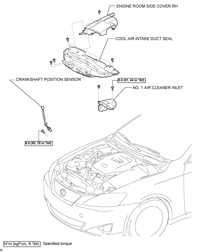 Lexus Is250, Is220D. Gse20 Ale20.2Ad-Fhv Engine Control System.Ecd System.Crankshaft Position Sensor  Components