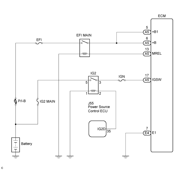 Lexus Is250, Is220D. Gse20 Ale20.4Gr-Fse Engine Control System.Sfi System.Sfi System  Ecm Power Source Circuit