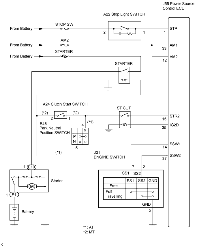 Lexus Is250, Is220D. Gse20 Ale20.4Gr-Fse Starting.Starting System.Starting System  System Diagram