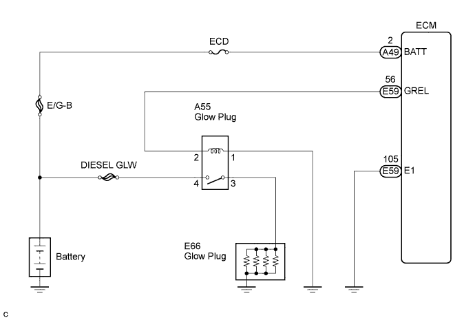 Lexus Is250, Is220D. Gse20 Ale20.2Ad-Fhv Engine Control System.Ecd System.Ecd System  Pre-Heating Control Circuit