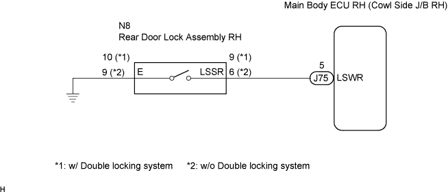 Lexus Is250, Is220D. Gse20 Ale20.Door Lock.Power Door Lock Control System.Power Door Lock Control System  Rear Door Unlock Detection Switch Rh Circuit