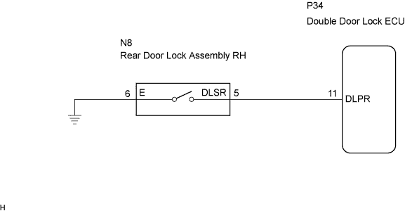 Lexus Is250, Is220D. Gse20 Ale20.Door Lock.Power Door Lock Control System.Power Door Lock Control System Rear Double Lock Position Switch Rh Circuit